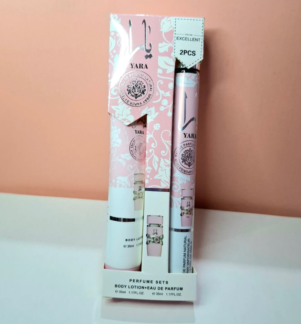Kit perfume y crema corporal de cartera yara pink #7