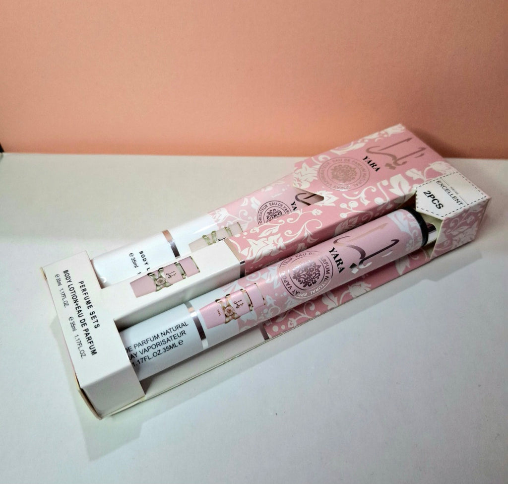 Kit perfume y crema corporal de cartera yara pink #7