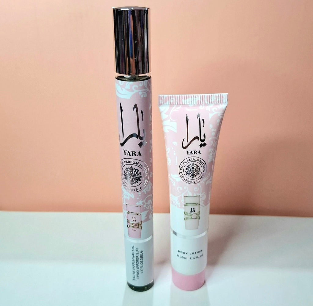 Kit perfume y crema corporal de cartera yara pink #7